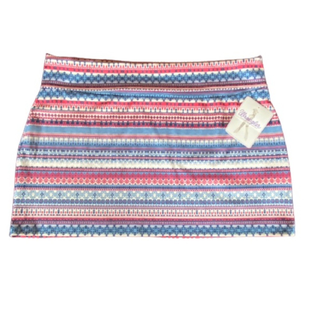 Wrangler Western Wear Foldover Aztec Print Mini Skirt Size XXL Blue Pink…
